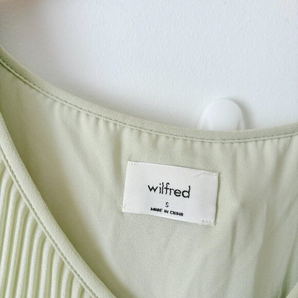 Aritzia Wilfred Pleated Chiffon Prophecy Dress Light Pastel Green Size Small - Picture 5 of 8